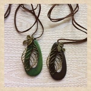 Handmade Wood & Brass Sweater Necklaces